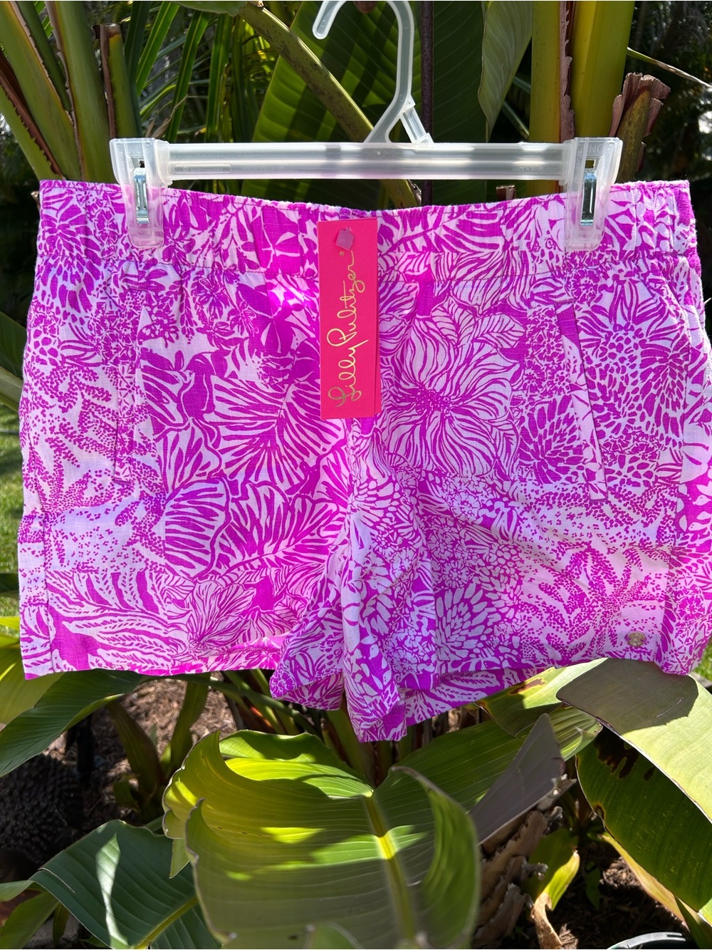 Lilly Pulitzer NWT Lilo Linen Short Wild Fushia Floral Shorts